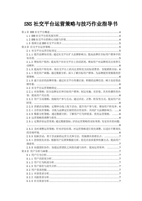 SNS社交平台运营策略与技巧作业指导书