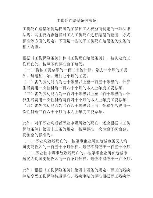 工伤死亡赔偿条例法条