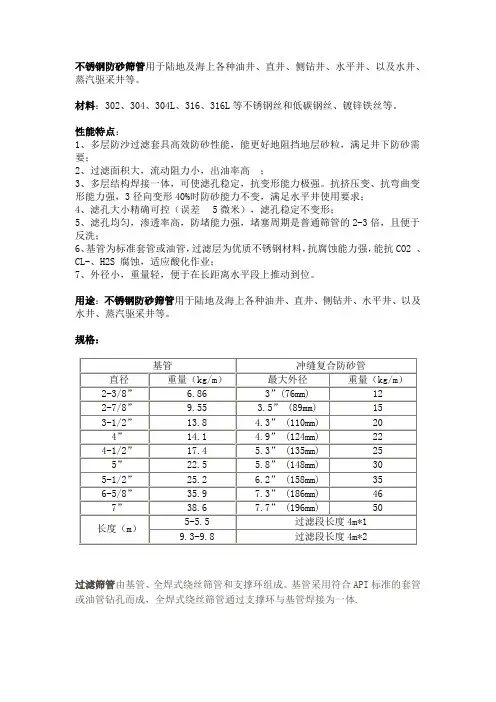 过滤筛管