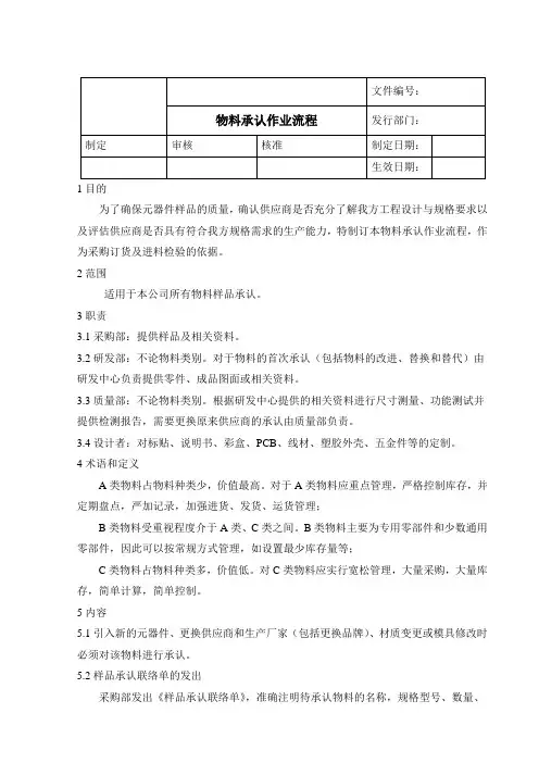 物料承认作业流程