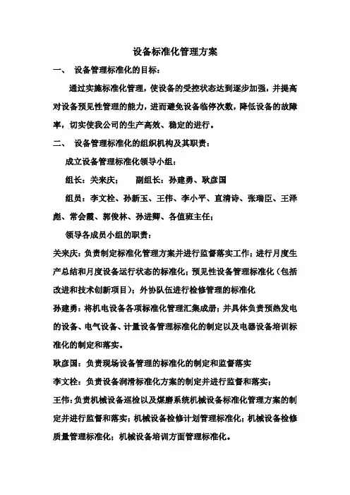 设备标准化管理方案