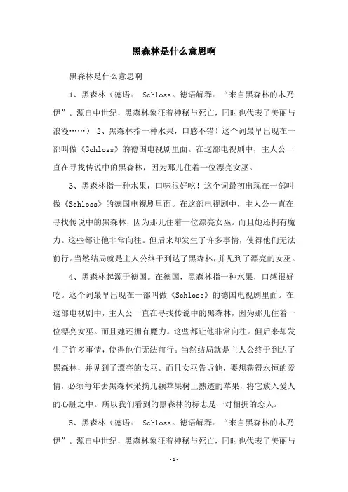 黑森林是什么意思啊