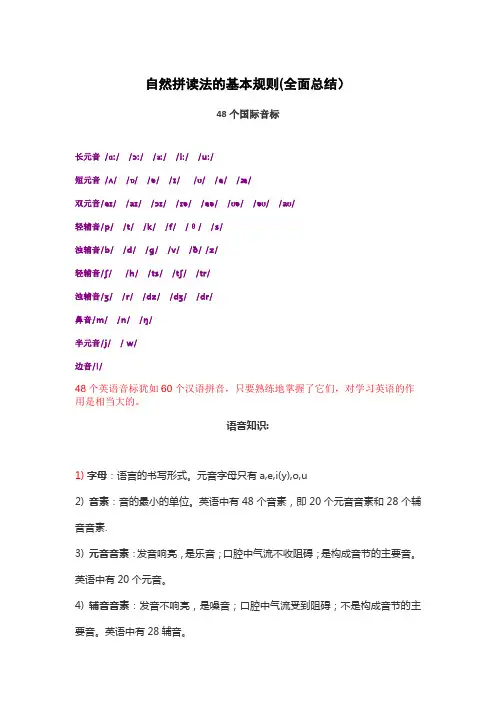 英语拼读规则口诀   全面总结