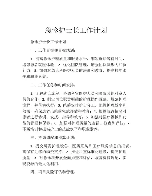 急诊护士长工作计划