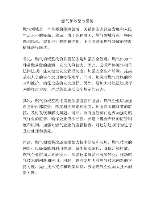 燃气领域整改措施