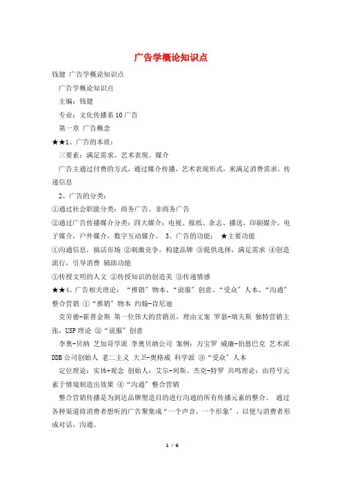 广告学概论知识点