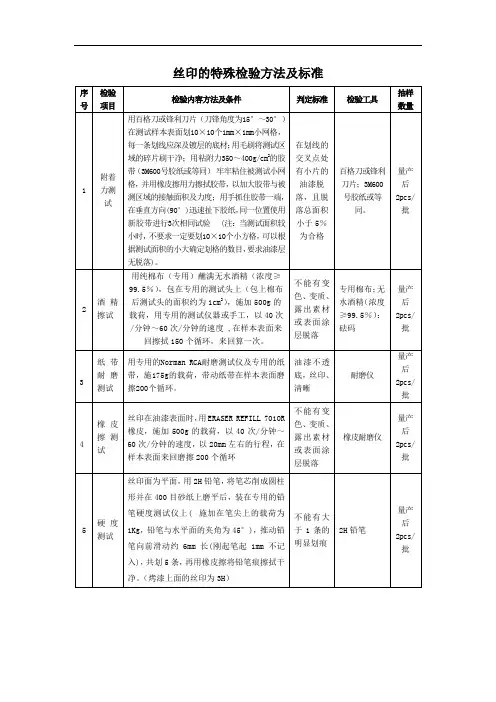 丝印的特殊检验方法及标准