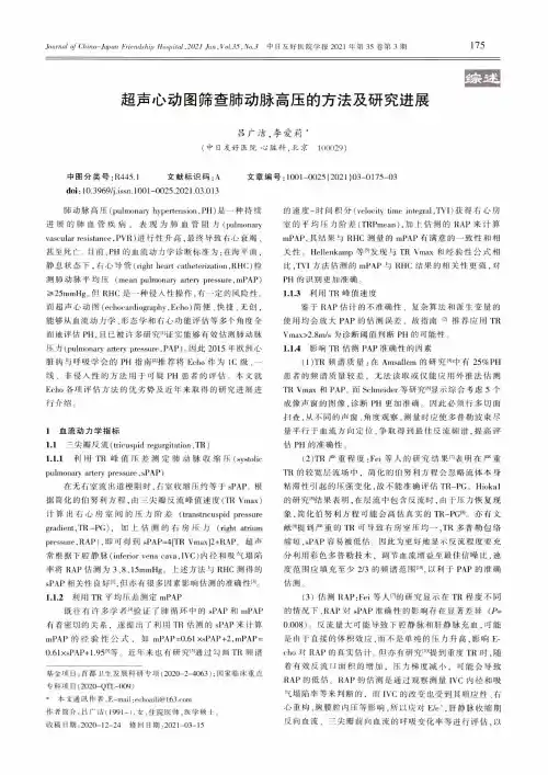 超声心动图筛查肺动脉高压的方法及研究进展