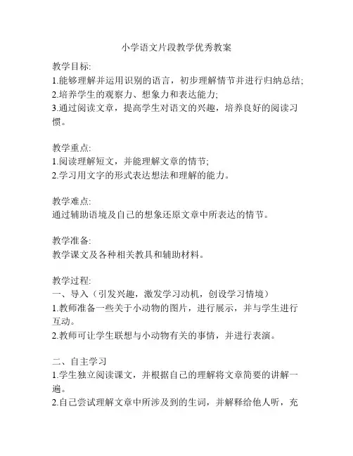 小学语文片段教学优秀教案