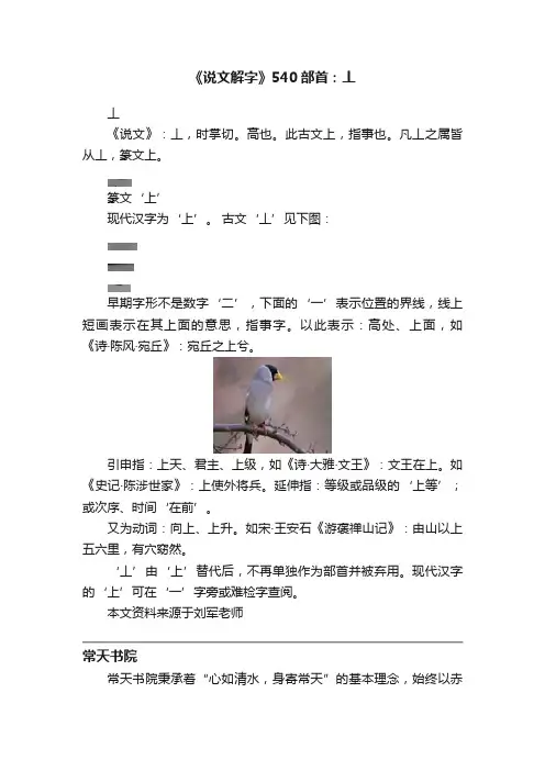 《说文解字》540部首：丄