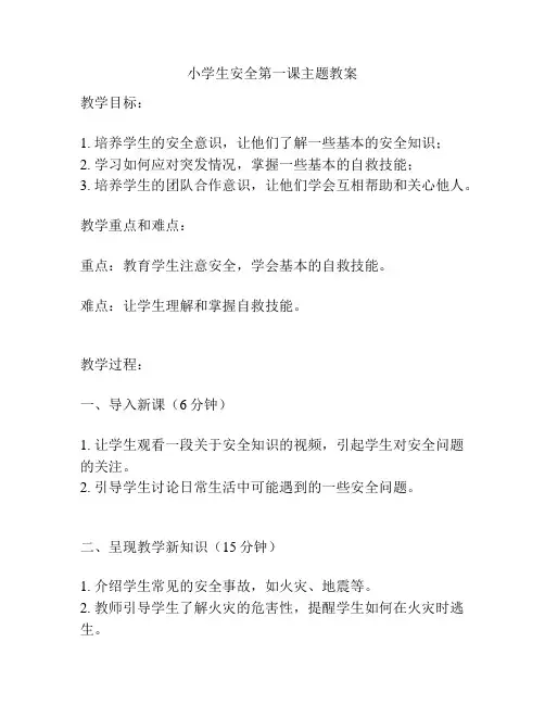小学生安全第一课主题教案