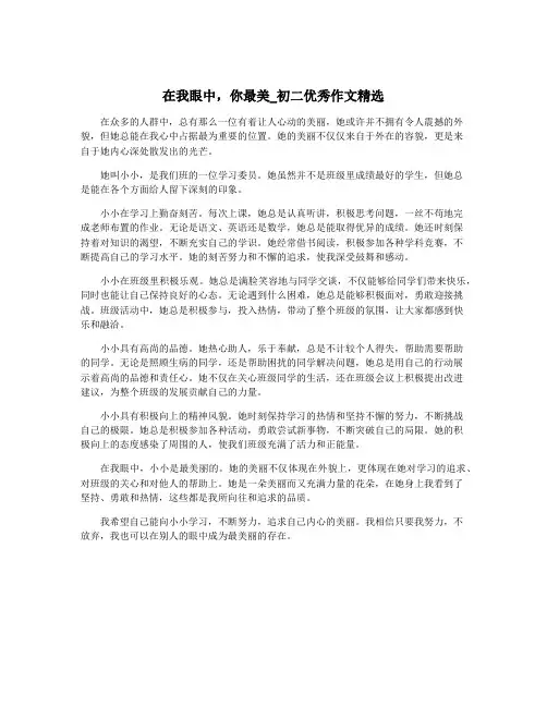在我眼中,你最美_初二优秀作文精选