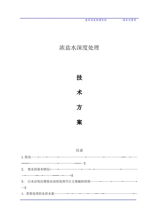 浓盐水深度处理及零排放方案