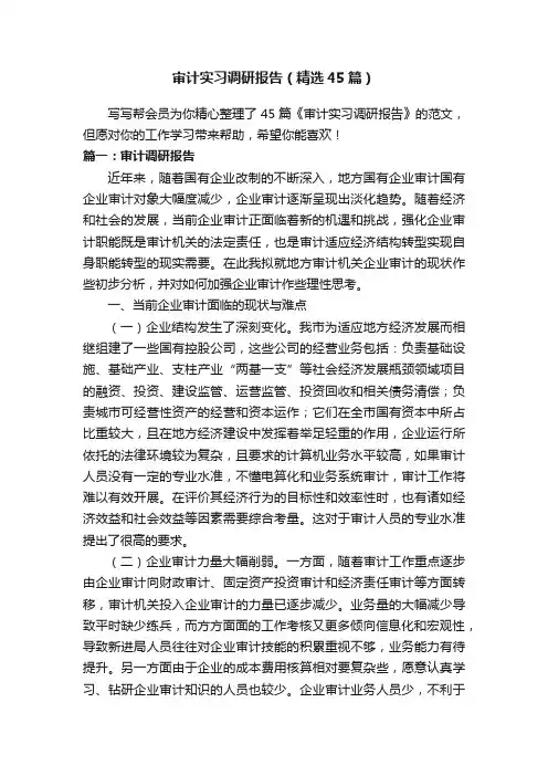 审计实习调研报告（精选45篇）