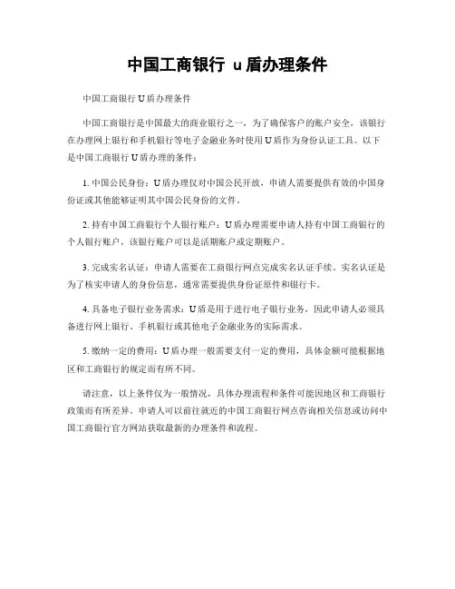 中国工商银行 u盾办理条件