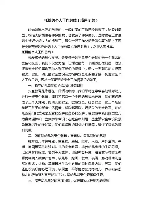 托班的个人工作总结（精选5篇）
