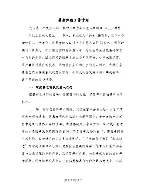 2024年养老保险工作计划(八篇)