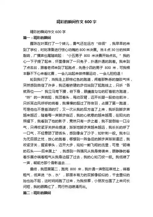 精彩的瞬间作文600字