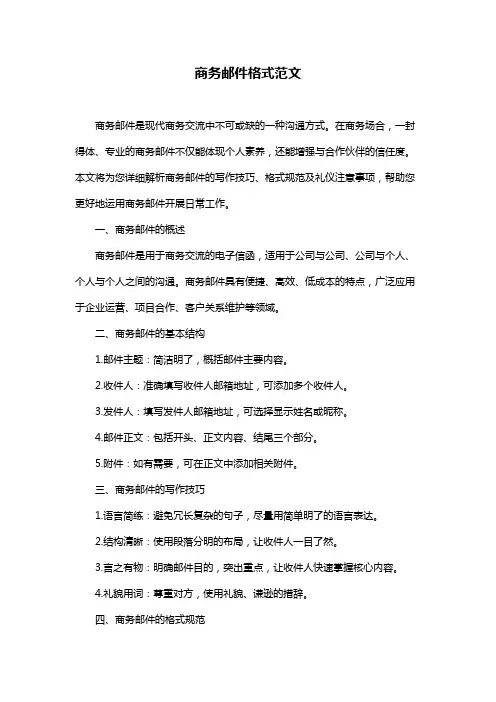 商务邮件格式范文