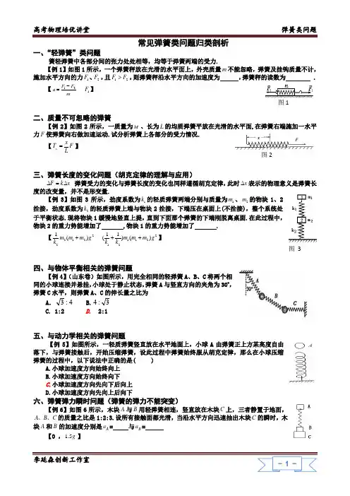 高考物理培优讲堂   弹簧类问题