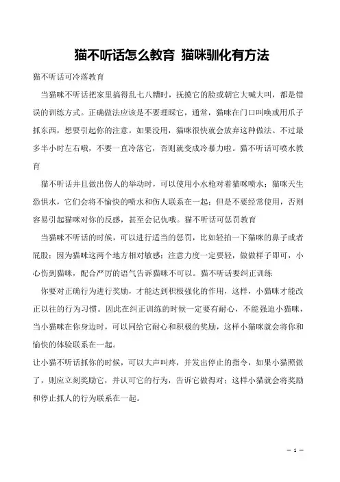 猫不听话怎么教育 猫咪驯化有方法
