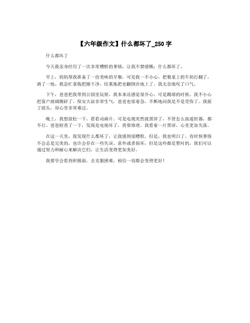 【六年级作文】什么都坏了_250字