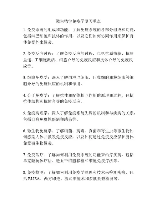 微生物学免疫学复习重点