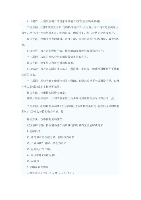 片剂质量问题