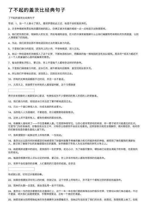 了不起的盖茨比经典句子