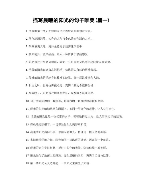 描写晨曦的阳光的句子唯美(精选两篇)