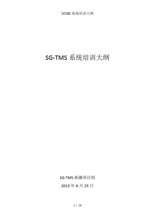 SGTMS系统培训大纲