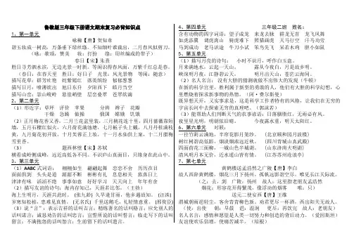 鲁教版三年级下册语文期末复习必背知识点