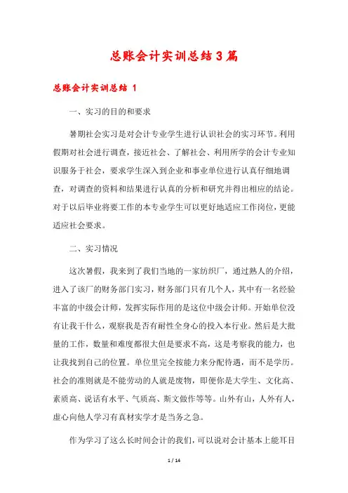 总账会计实训总结3篇