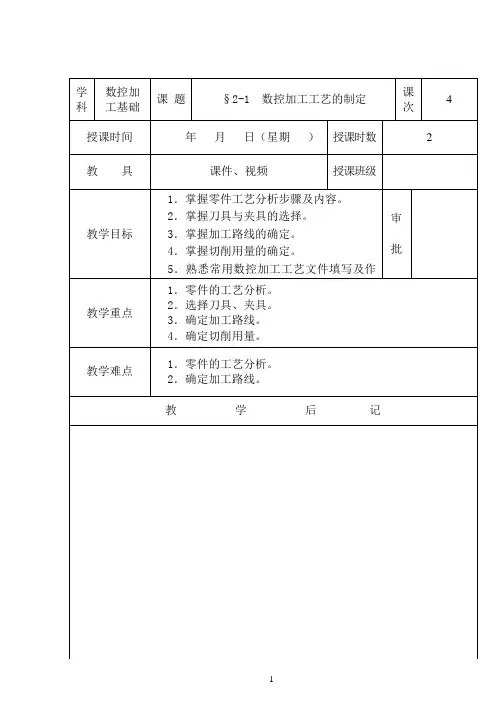 数控加工基础第五版教案第二章数控机床编程基础