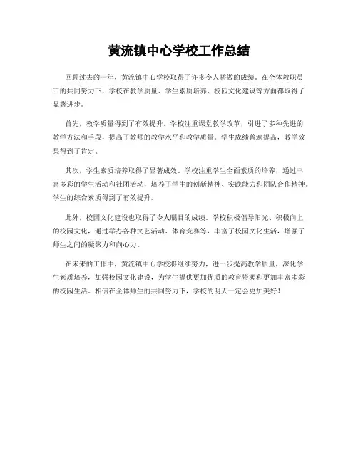 黄流镇中心学校工作总结