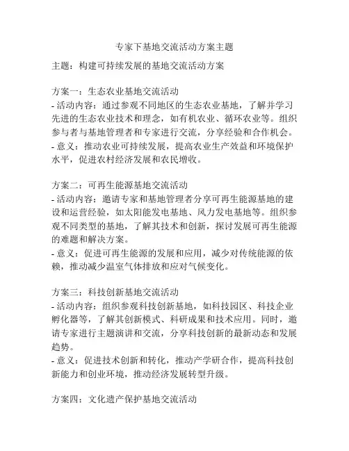 专家下基地交流活动方案主题