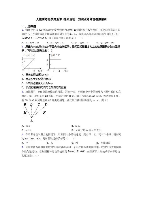 人教高考化学第五章 抛体运动  知识点总结含答案解析
