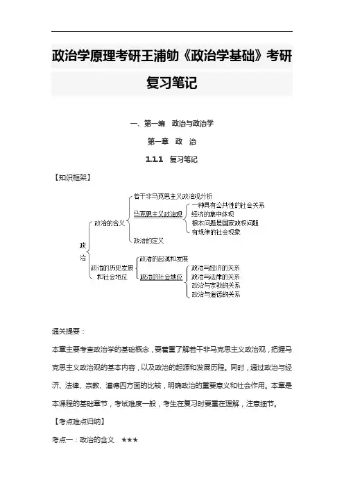 政治学原理考研王浦劬《政治学基础》考研复习笔记