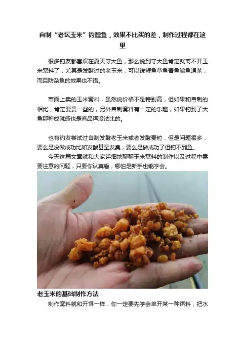 自制“老坛玉米”钓鲤鱼，效果不比买的差，制作过程都在这里