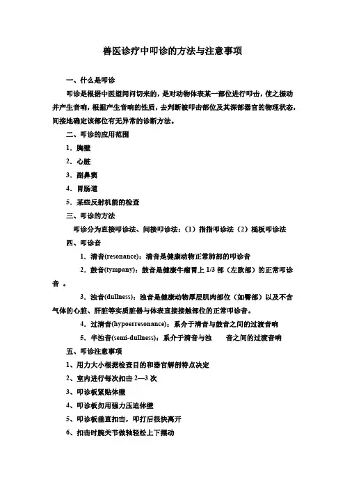 兽医诊疗中叩诊的方法与注意事项