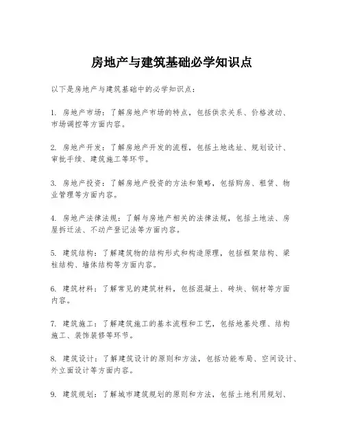 房地产与建筑基础必学知识点