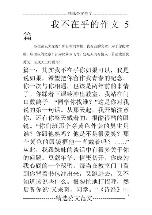 我不在乎的作文5篇