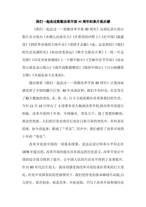 我们一起走过致敬改革开放40周年纪录片观后感