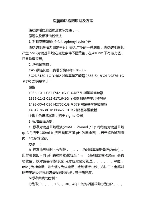 脂肪酶活检测原理及方法