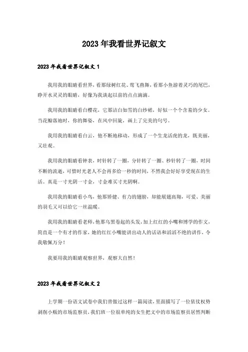 2023年我看世界记叙文