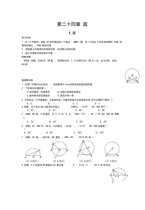 人教版九年级上册数学圆专题讲义