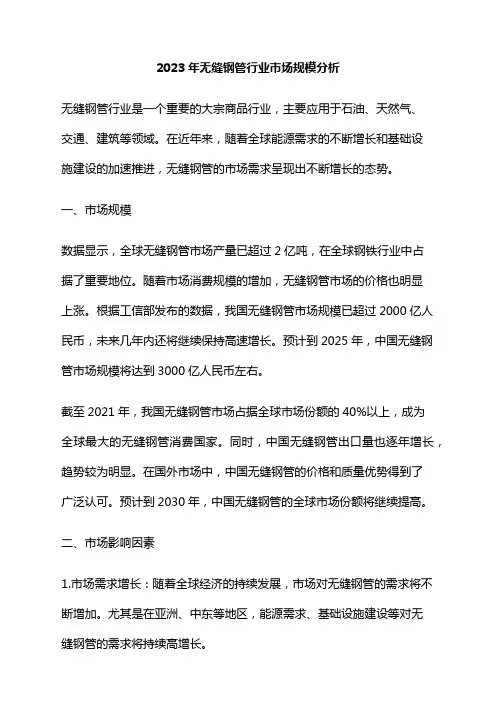 2023年无缝钢管行业市场规模分析