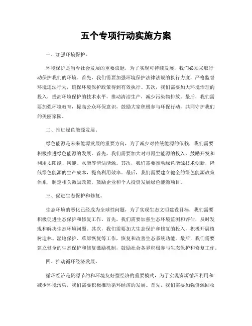 五个专项行动实施方案