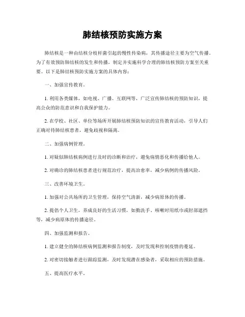 肺结核预防实施方案