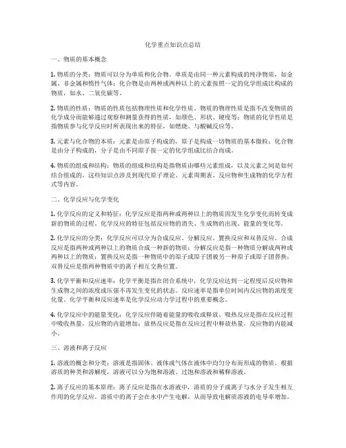 化学重点知识点总结